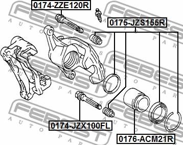 Febest 0175-JZS155R - Kit riparazione, Pinza freno www.autoricambit.com