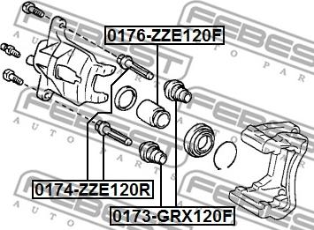 Febest 0174-ZZE120R - Perno di guida, Pinza freno www.autoricambit.com