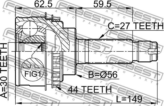 Febest 0810-026A44 - Kit giunti, Semiasse www.autoricambit.com