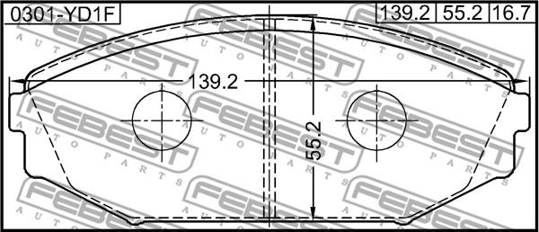 Febest 0301-YD1F - Kit pastiglie freno, Freno a disco www.autoricambit.com