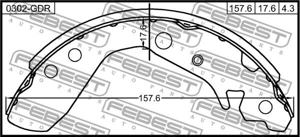 Febest 0302-GDR - Ganascia freno www.autoricambit.com