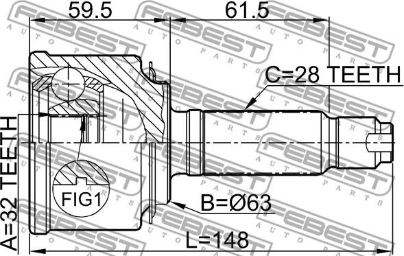 Febest 0310-057 - Kit giunti, Semiasse www.autoricambit.com