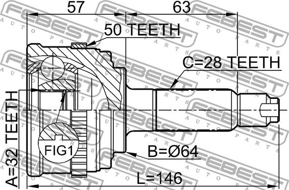 Febest 0310-033A50 - Kit giunti, Semiasse www.autoricambit.com