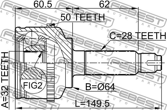 Febest 0310-CGA50 - Kit giunti, Semiasse www.autoricambit.com