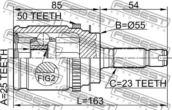 Febest 0310-RD1RA50 - Kit giunti, Semiasse www.autoricambit.com