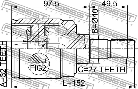 Febest 0311-CRVATRH - Kit giunti, Semiasse www.autoricambit.com