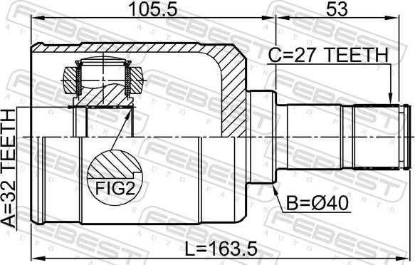 Febest 0311-RW24LH - Kit giunti, Semiasse www.autoricambit.com