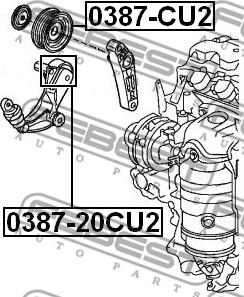 Febest 0387-CU2 - Galoppino/Guidacinghia, Cinghia Poly-V www.autoricambit.com