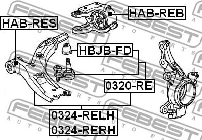 Febest HAB-RES - Silent Block, Supporto Braccio Oscillante www.autoricambit.com