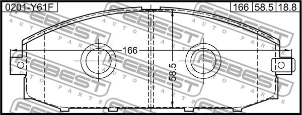 Febest 0201-Y61F - Kit pastiglie freno, Freno a disco www.autoricambit.com