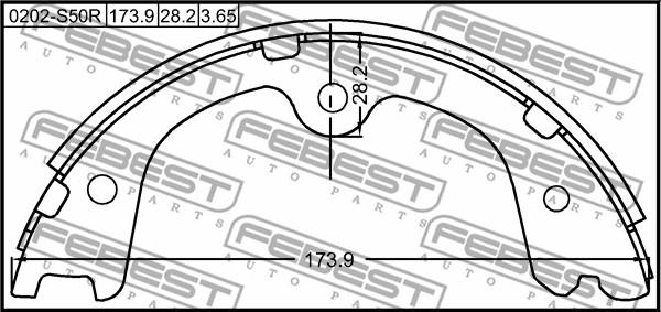 Febest 0202-S50R - Ganascia freno www.autoricambit.com