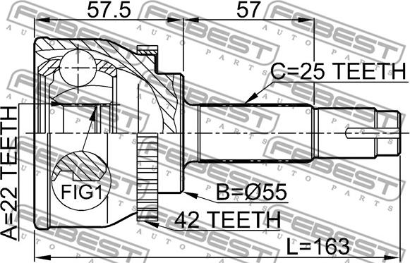 Febest 0210-060A42 - Kit giunti, Semiasse www.autoricambit.com