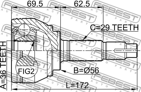 Febest 0210-075 - Kit giunti, Semiasse www.autoricambit.com