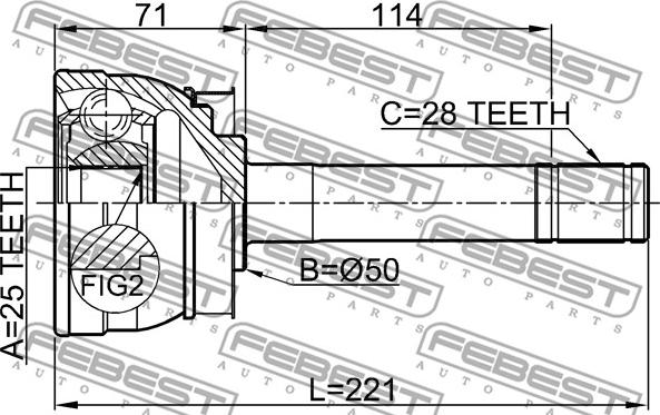 Febest 0210-071 - Kit giunti, Semiasse www.autoricambit.com