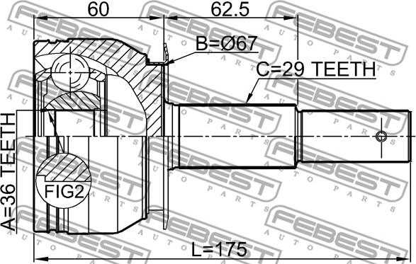 Febest 0210-D40AT - Kit giunti, Semiasse www.autoricambit.com