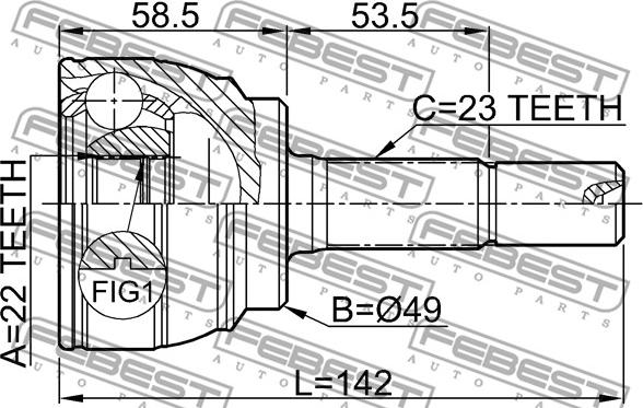 Febest 0210-E11 - Kit giunti, Semiasse www.autoricambit.com