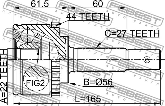 Febest 0210-P11A44 - Kit giunti, Semiasse www.autoricambit.com