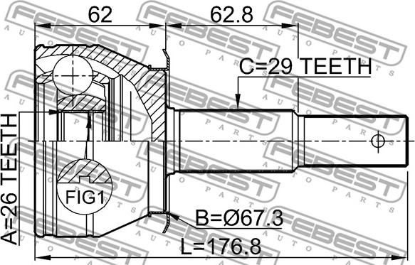 Febest 0210-R51AT - Kit giunti, Semiasse www.autoricambit.com