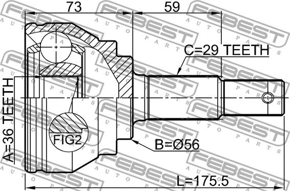 Febest 0210-V42 - Kit giunti, Semiasse www.autoricambit.com