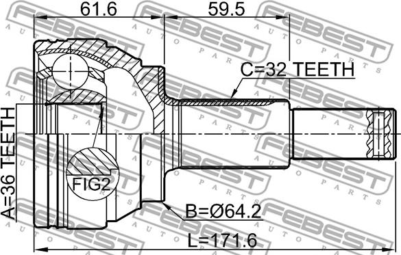 Febest 0210-Y51R - Kit giunti, Semiasse www.autoricambit.com