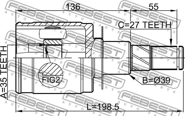 Febest 0211-D40AT - Kit giunti, Semiasse www.autoricambit.com