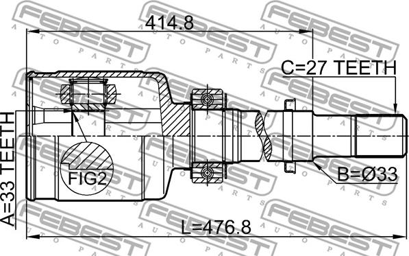 Febest 0211-J1020GRH - Kit giunti, Semiasse www.autoricambit.com