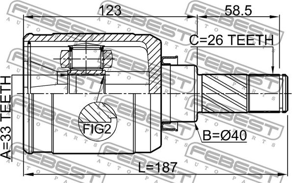 Febest 0211-J10F6LH - Kit giunti, Semiasse www.autoricambit.com