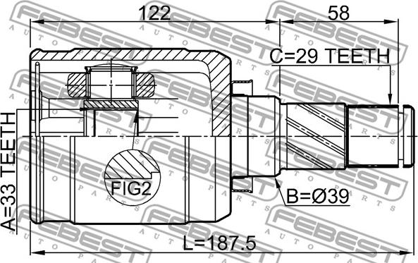 Febest 0211-MR20MTLH - Kit giunti, Semiasse www.autoricambit.com