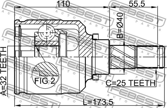 Febest 0211-SR20LH - Kit giunti, Semiasse www.autoricambit.com