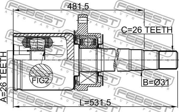 Febest 0211-V42RH - Kit giunti, Semiasse www.autoricambit.com