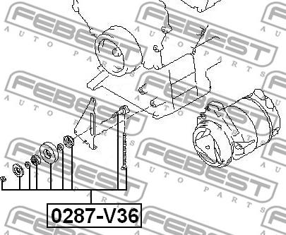 Febest 0287-V36 - Galoppino/Guidacinghia, Cinghia Poly-V www.autoricambit.com