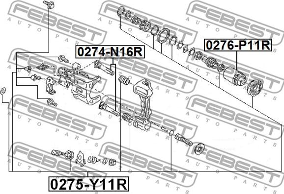 Febest 0275-Y11R - Kit riparazione, Pinza freno www.autoricambit.com