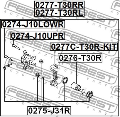 Febest 0277C-T30R-KIT - Kit supporto pinza freno www.autoricambit.com