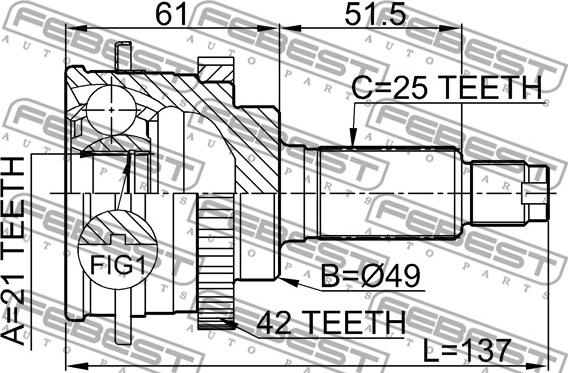 Febest 0710-018A42 - Kit giunti, Semiasse www.autoricambit.com