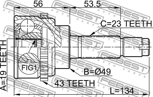 Febest 0710-017A43 - Kit giunti, Semiasse www.autoricambit.com