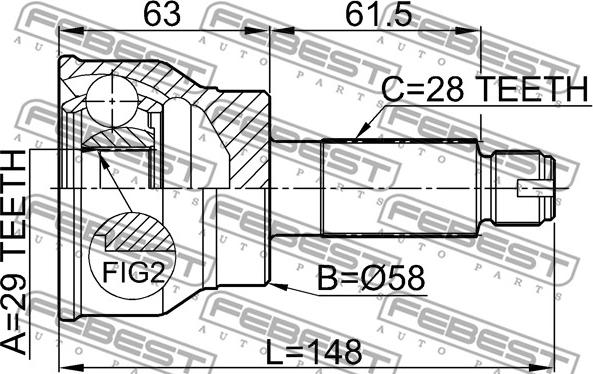 Febest 0710-037 - Kit giunti, Semiasse www.autoricambit.com