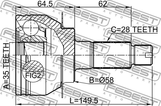 Febest 0710-RW415 - Kit giunti, Semiasse www.autoricambit.com