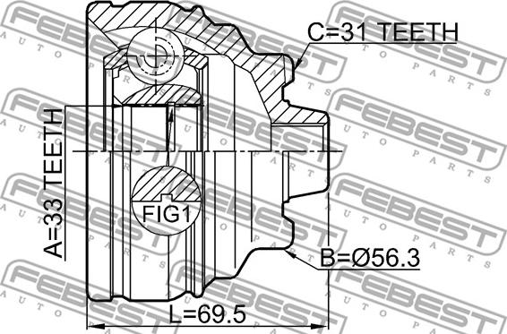 Febest 1910-F30 - Kit giunti, Semiasse www.autoricambit.com