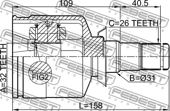 Febest 1911-R58LH - Kit giunti, Semiasse www.autoricambit.com