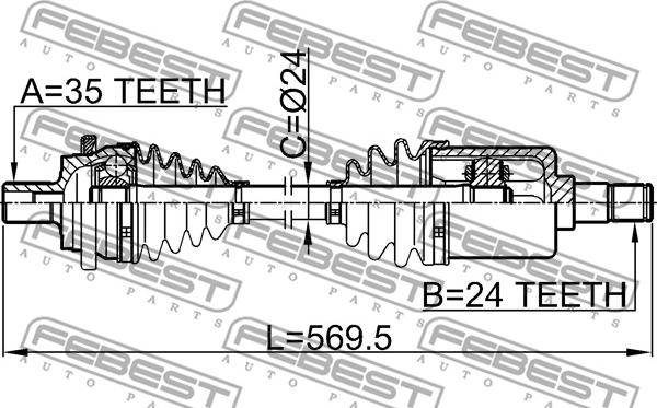 Febest 1614-203RH - Albero motore/Semiasse www.autoricambit.com