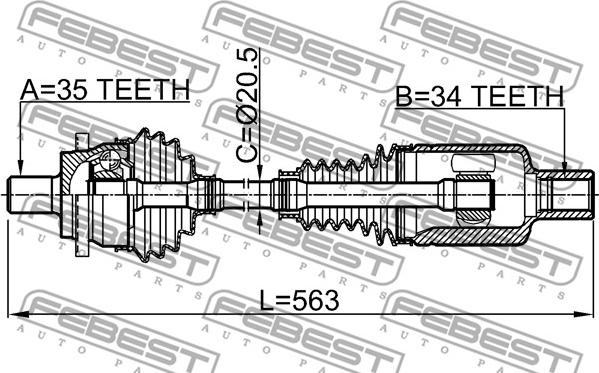 Febest 1614-211LH - Albero motore/Semiasse www.autoricambit.com