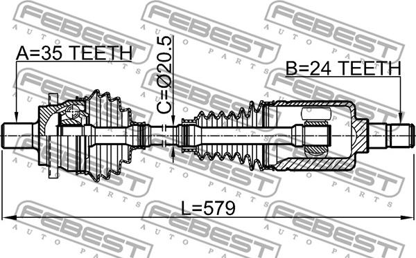 Febest 1614-211RH - Albero motore/Semiasse www.autoricambit.com