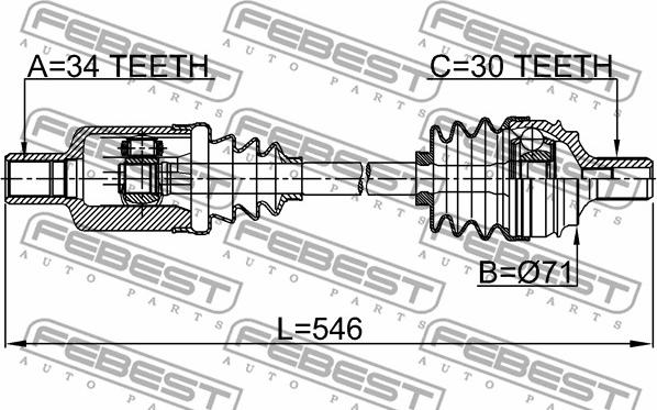 Febest 1614-221FLH - Albero motore/Semiasse www.autoricambit.com