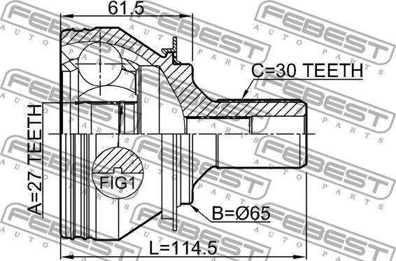 Febest 1610-156 - Kit giunti, Semiasse www.autoricambit.com