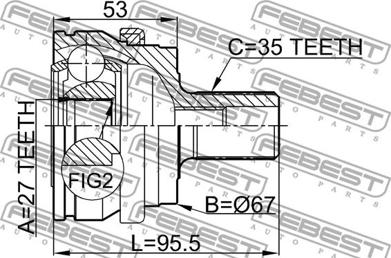 Febest 1610-203 - Kit giunti, Semiasse www.autoricambit.com