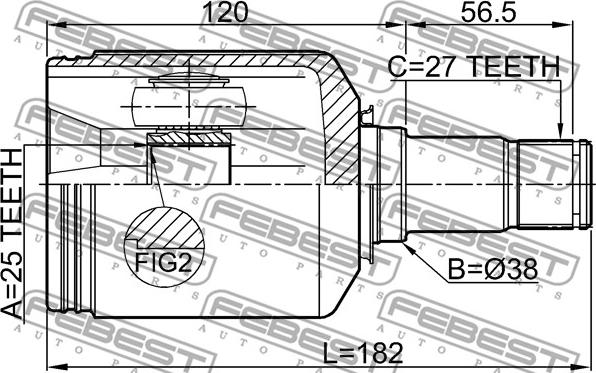 Febest 1611-169CVTLH - Kit giunti, Semiasse www.autoricambit.com