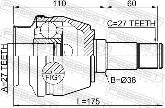 Febest 1611-246LH - Kit giunti, Semiasse www.autoricambit.com