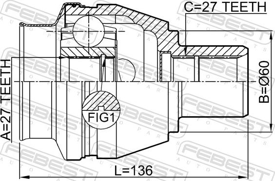 Febest 1611-246RH - Kit giunti, Semiasse www.autoricambit.com