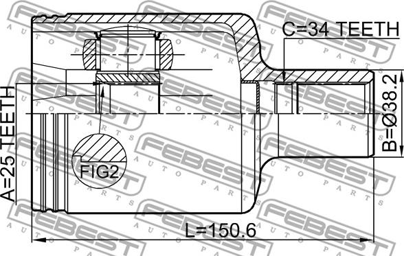 Febest 1611-204LH - Kit giunti, Semiasse www.autoricambit.com