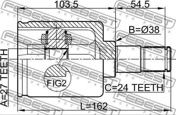 Febest 1611-203RH - Kit giunti, Semiasse www.autoricambit.com